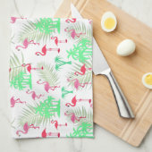 Roze flamingos en palmbomen theedoek (Quarter Fold)