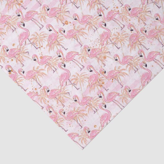 Roze flamingo's en palmbomen tissuepapier (Detail)