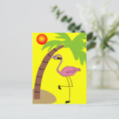 Roze flamingos en palmgroeven briefkaart (Staand voorkant)