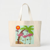 Roze flamingos en palmgroeven grote tote bag (Voorkant)