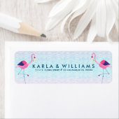 Roze flamingos en stilgezette watergolven etiket (Insitu)