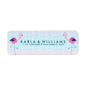 Roze flamingos en stilgezette watergolven etiket (Voorkant)