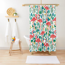 Roze Flamingo's en tropische bloemen patroon