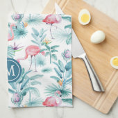 Roze flamingo's en tropische bloemen patroon theedoek (Quarter Fold)