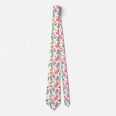 Roze flamingo's en tropische vruchten stropdas (Voorkant)