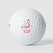 Roze flamingo's en vlinders golfballen (Voorkant)