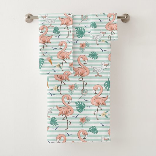 Roze Flamingo's En Zeemeeuwen Bad Handdoek (Insitu)