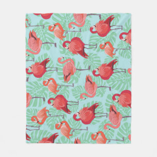 Roze Flamingo's: Exotisch naadloos patroon. Fleece Deken