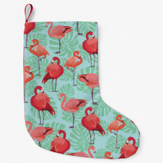 Roze Flamingo's: Exotisch naadloos patroon. Kleine Kerstsok