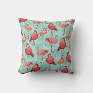 Roze Flamingo's: Exotisch naadloos patroon. Kussen