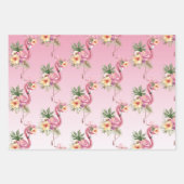 Roze Flamingo's Exotische Bloemen Inpakpapier Vel (Voorkant)