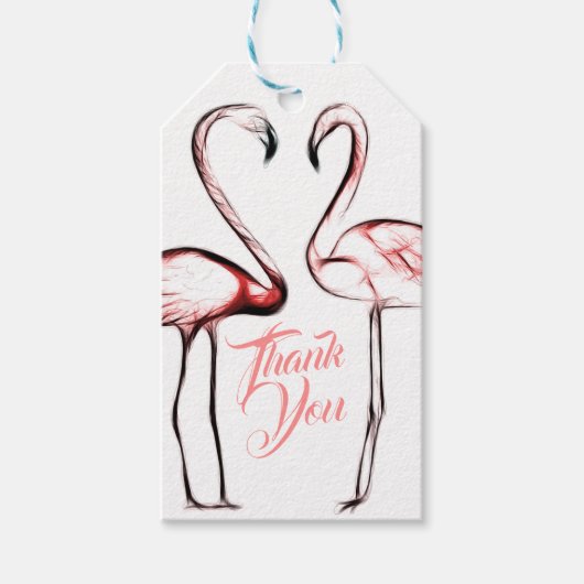 Roze Flamingo's Feestartikel Roze Flamingo's Cadeaulabel (Voorkant)