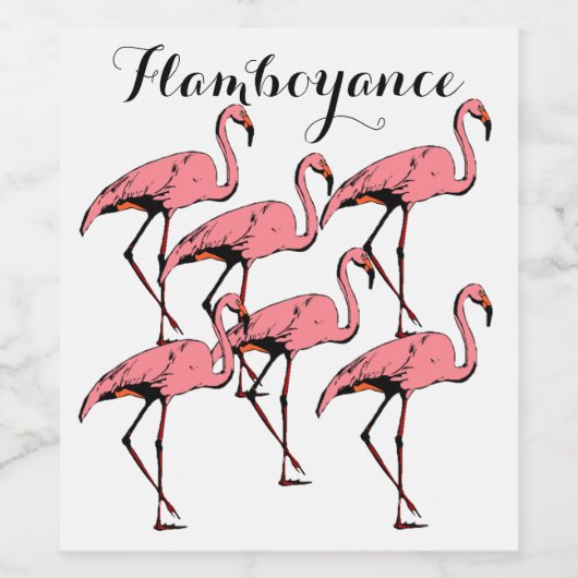 roze flamingo's flamboyance wijnlabels wijn etiket (Enkel label)