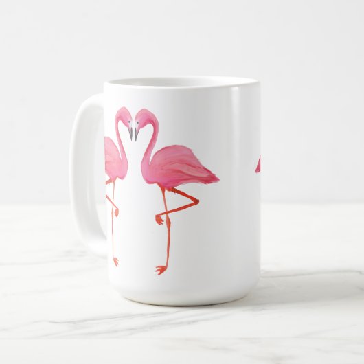 Roze flamingo's FLAMINGO HART tropische vakantie r Koffiemok (Voorkant links)