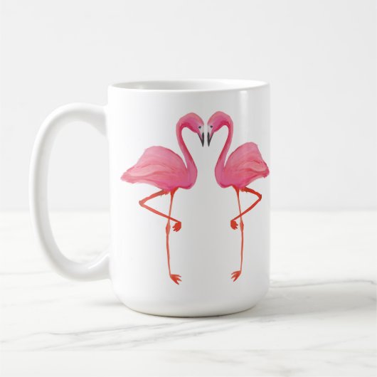 Roze flamingo's FLAMINGO HART tropische vakantie r Koffiemok (Links)