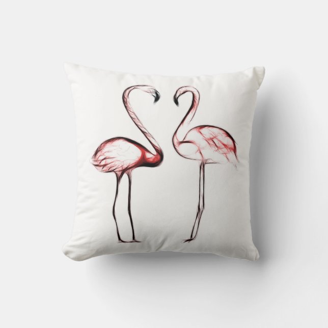 Roze Flamingo's Flamingo Tropisch Kussen (Voorkant)