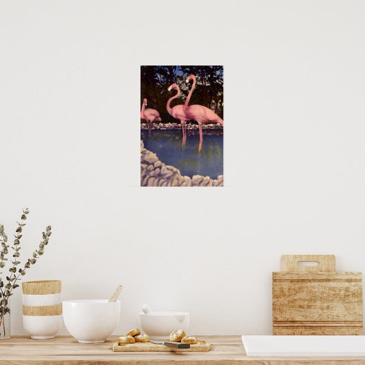 Roze Flamingos, Florida Poster (Keuken)