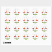 Roze flamingos & Flowers Hartelijk dank Ronde Sticker (Vel)
