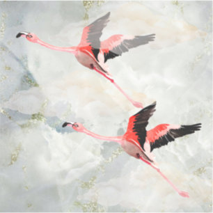 Roze Flamingos Flying Marble Sky Sticker