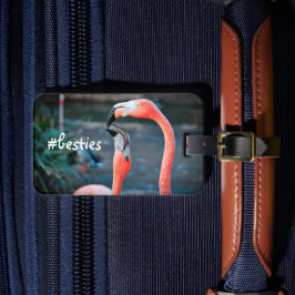 Roze Flamingo's Foto Beste Vriendinnen Script Stij Bagagelabel