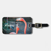 Roze Flamingo's Foto Beste Vriendinnen Script Stij Bagagelabel (Voorkant horizontaal)