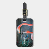 Roze Flamingo's Foto Beste Vriendinnen Script Stij Bagagelabel (Voorkant verticaal)
