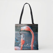 Roze Flamingo's Foto Besties Script Stijlvol Moder Tote Bag (Voorkant)