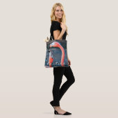 Roze Flamingo's Foto Besties Script Stijlvol Moder Tote Bag (Op model)