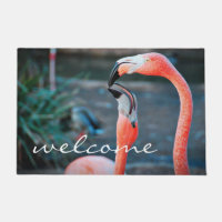 Roze Flamingo's Foto Welkom Script Modern Stijlvol