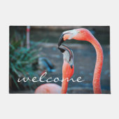 Roze Flamingo's Foto Welkomstscript Modern Stijlvo Deurmat (Voorkant)