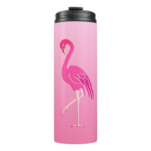 roze flamingo's fuchsia en Bord roze Thermosbeker (Voorkant)