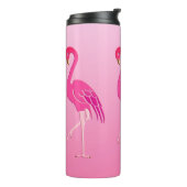 roze flamingo's fuchsia en Bord roze Thermosbeker (Gedraaid links)