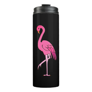 Roze Flamingo's Fuchsia Roze en Zwart Thermosbeker