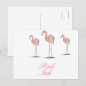 Roze Flamingos Fun Cute Tekening Briefkaart (Voorkant / Achterkant)