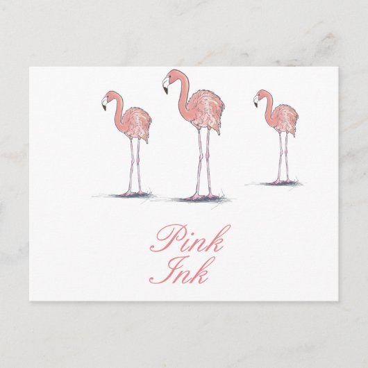 Roze Flamingos Fun Cute Tekening Briefkaart (Voorkant)