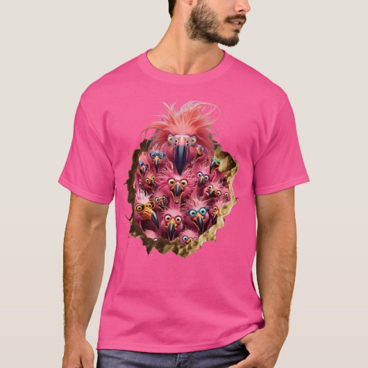 Roze flamingo's gek en grappig! t-shirt (Voorkant)