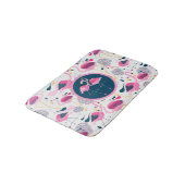Roze Flamingo's gestileerde illustratiepatroon Badmat (Gekanteld)