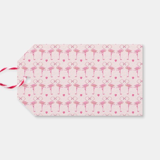 Roze flamingos gift label cadeaulabel (Achterkant Horizontaal)