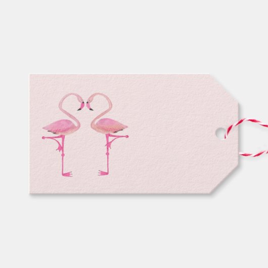 Roze flamingos gift label cadeaulabel (Voorkant (Horizontaal))