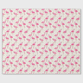Roze flamingo's, gouden stippen, waterverf. cadeaupapier (Vlak)