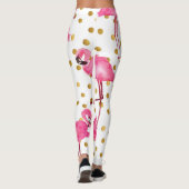 Roze flamingo's, gouden stippen, waterverf. leggings (Achterkant)