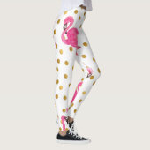 Roze flamingo's, gouden stippen, waterverf. leggings (Rechts)