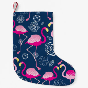 Roze Flamingo's: Grafisch Donker Patroon Kleine Kerstsok