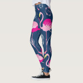 Roze Flamingo's: Grafisch Donker Patroon Leggings (Links)