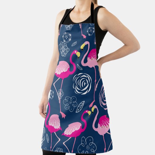 Roze Flamingo's: Grafisch Donker Patroon Schort (Insitu)