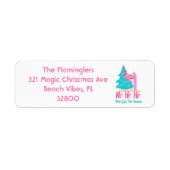 Roze Flamingo's Grappig Tropisch Strand Kerstmis Etiket (Voorkant)