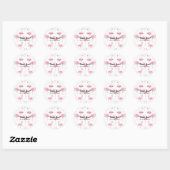 Roze Flamingo's Grijs Polka Dots Chique Favor Ronde Sticker (Vel)