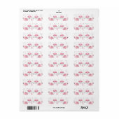 Roze Flamingo's Grijs Polka Dots Chique Uitnodigin Etiket (Full Sheet)