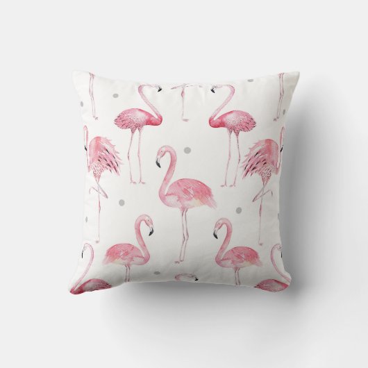 Roze Flamingo's Grijze Polka Dots Chic Minimal Cus Kussen (Achterkant)