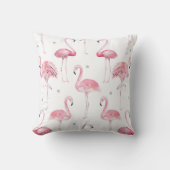 Roze Flamingo's Grijze Polka Dots Chic Minimal Cus Kussen (Voorkant)